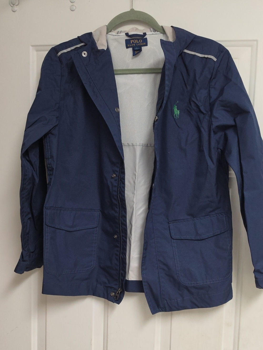 Polo by Ralph Lauren Navy Hooded Raincoat with Green Pony